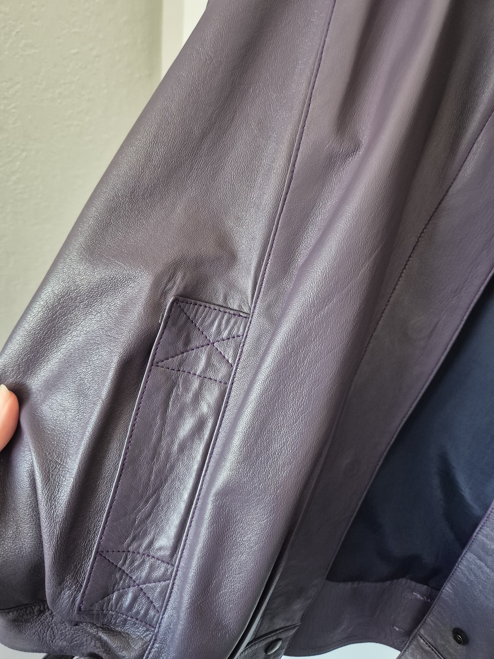 Vintage Women's Purple Leather Jacket & Skirt Set - Picture 4 of 10